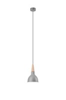 Pendelleuchte Metall Holz Ø15Cm Grau Skandinavisch Laila HäNgelampe Esstisch