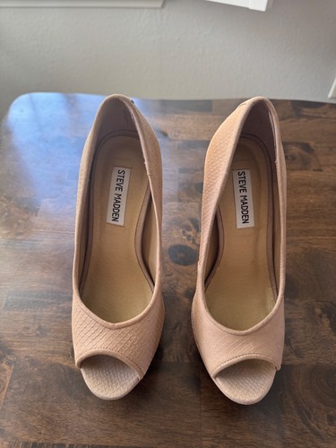 Steve Madden ALIAS Taupe Multi Peep Toe Platform Heels Pumps Size 7