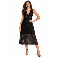 Joie Ardal Lace Sleeveless Midi Black Tiered Size 2
