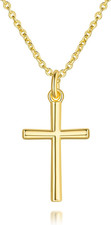14K Gold Cross Necklace for Women Small Pendant Religious Gifts for Women 18 2"