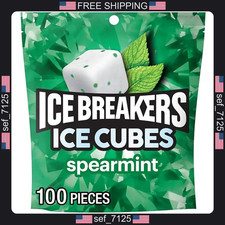ICE BREAKERS Ice Cubes Spearmint Sugar Free Chewing Gum Pouch, 8.11 oz 100