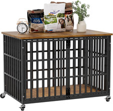 Heavy Duty 48" Wooden Dog Crate Furniture, Chew-Proof  Escape-Proof Kennel