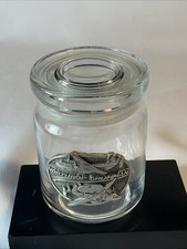 NORTHROP GRUMMAN CORPORATION VINTAGE PEWTER BADGED GLASS CONTAINER