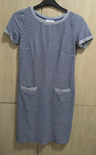 Per Una Weekend Casual Blue White Stripe Shift Dress Size 8 Cotton VGC