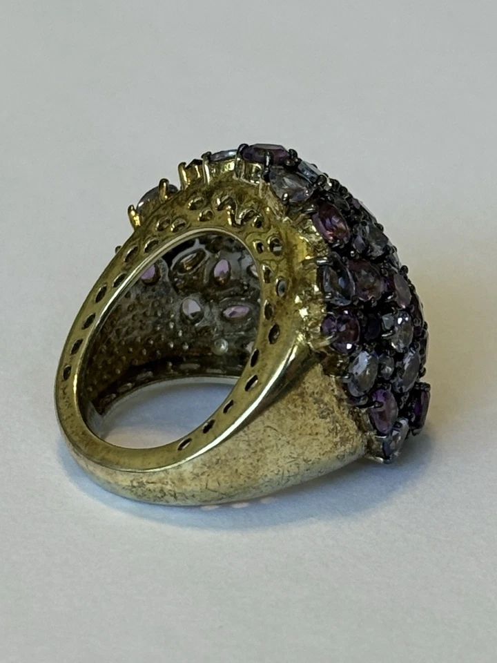 Ross-Simons 18K Gold over Sterling Silver Tanzanite Amethyst Dome Ring Sz 5 - Image 3 of 4