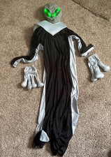 Space Alien Costume with Robe Light up Mask and Gloves Child XL 14-16
