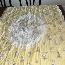 Precious Moments Yellow Baby Quilt Handmade Crib Blanket Comforter Angels Lamb