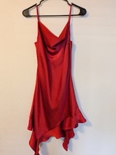 Aritzia Wilfred Red Satin Cowl Neck Mini Dress Ruffle Hem Slip Dress Size Xs