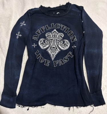 Affliction reversible Live Fast Skull Graphic Logo Long Sleeve Tee small