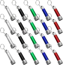 Bantoye 20 Packs Mini LED Flashlights, Black, Blue, Green, Red, Silver, White 