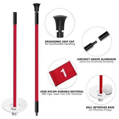 Foldable Portable Golf Flagstick Sectional Pin With Putting Flag Tee Box