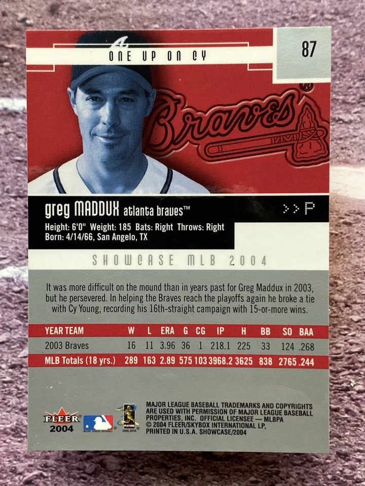 2004 Fleer Showcase Greg Maddux #87 Atlanta Braves - Image 2 of 2