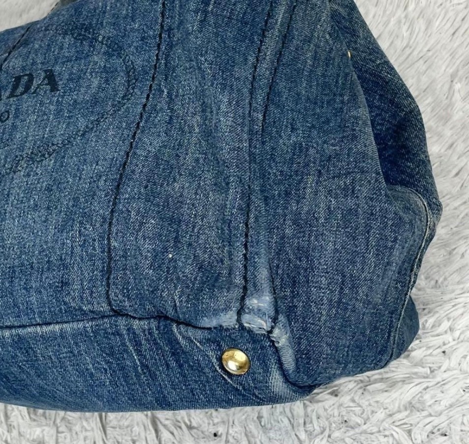 PRADA Canapa Tote Bag L Size Canvas Denim Authentic #359 thumbnail 12