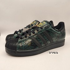 ADIDAS ORIGINALES MUJER 9 SUPERESTRELLA NEGRO VERDE PIEL DE SERPIENTE CONCHA PUNTERA NUEVO SIN CAJA
