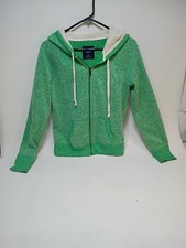 American Eagle Outfitters Hoodie Womens Size Medium Full Zip Sherpa Hood Green