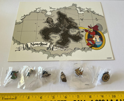 Disney Peter Pan Neverland Map Pin Set 2001 GWP 6 Pins
