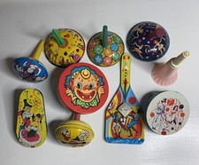 Lot Of 9 VINTAGE Assorted Metal Noise Makers 1950  s - Made In USA  Plastic Horn