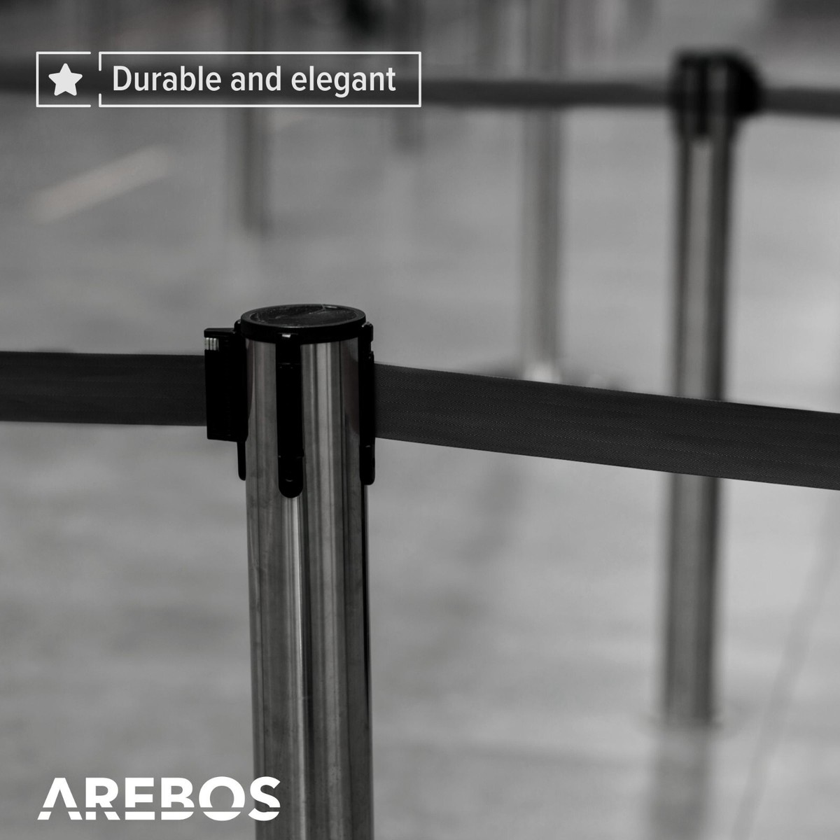 Barriere Retrattili Arebos Con Nastro - 2 Pezzi | Per Controllo Code E Folla | Sicurezza E Design Moderno