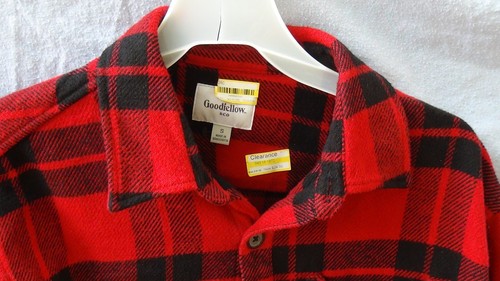 Goodfellow Mens Heavy Weight Flannel Shirt Red Black Plaid Button Pockets S - Picture 6 of 20