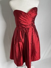 Eliza J Womens Size 6 Strapless Cocktail Dress Short With Pockets Red Silk 2232