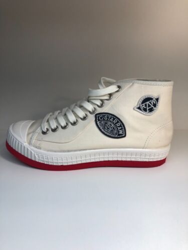 G STAR RAW ROVULC BADGES MID CUT SNEAKERS SHOES LACE UP MILK RED OUTER SOLE 40   - Bild 1 von 12
