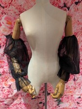 Schwarze Tüll Hochzeit Puffärmel, abnehmbare lange Brautkleid Ärmel