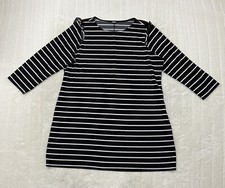 Old Navy Womens Size XXL Black White Striped Shift Dress Long Sleeve Round Neck 