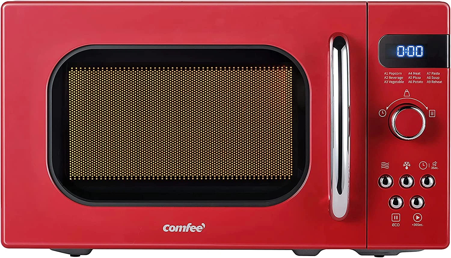 Retro Small Microwave Oven with Compact Size, 9 Preset Menus, Position-Memory Tu
