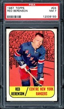 1967-68 TOPPS HOCKEY NHL #24 Red Berenson PSA 7 NM N Y Rangers ST Louis Blues