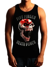 FIVE FINGER DEATH PUNCH SKULL punk rock Band Black Tank Top