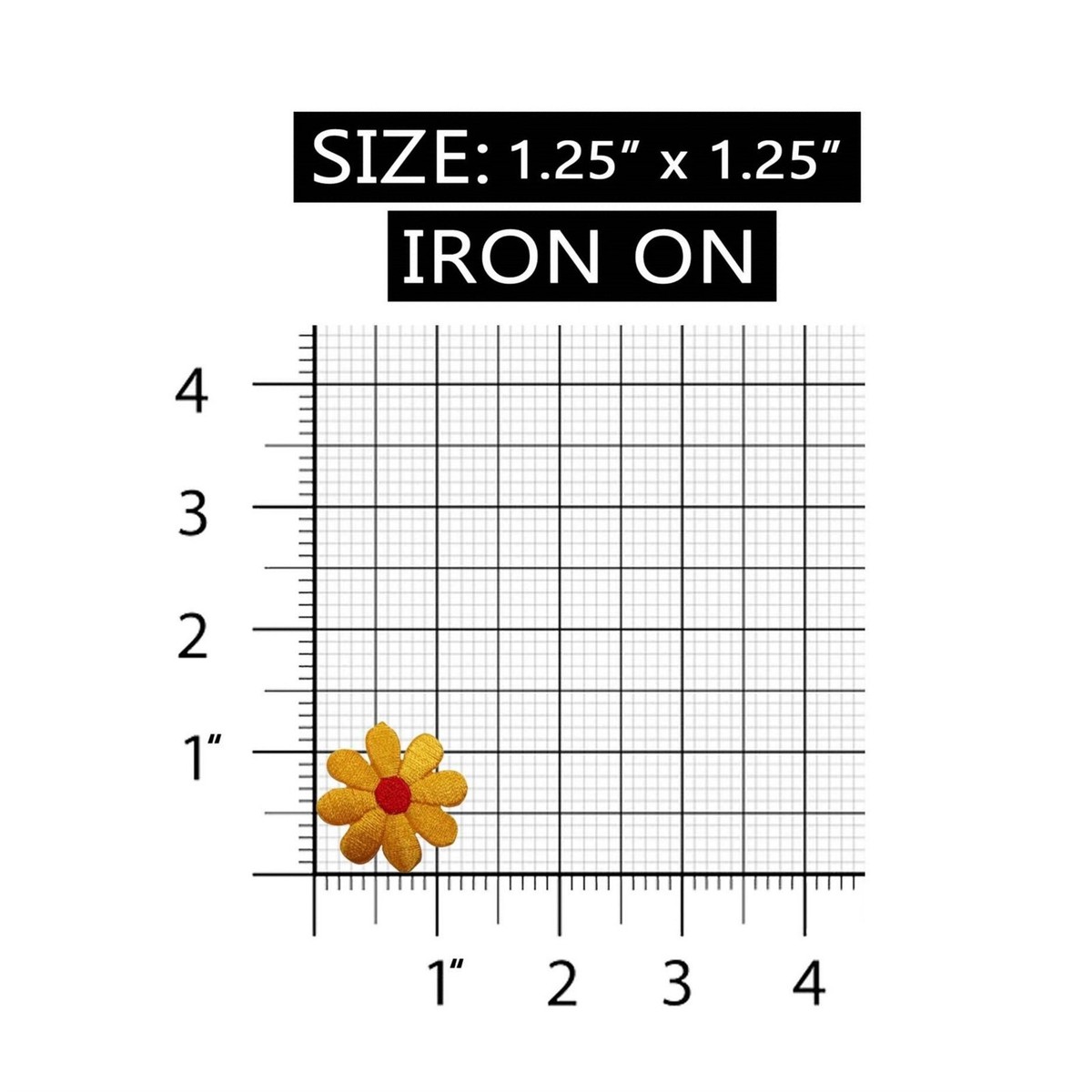 ID 6072 Yellow and Red Daisy Patch Flower Blossom Embroidered Iron