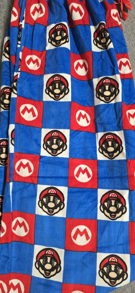 Official Checkered Blue & Red Nintendo Super Mario Comfy Pajama Lounge Pants! - Image 3 of 3