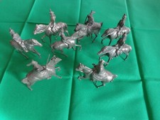  Vintage JOHILLCO Lead Toy Horse Soldier Lot of 8 No Paint John Hill  Co.