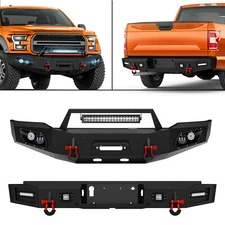 Front /Rear Bumper With LED Lights+Sensor Holes+D-rings For 2018-2020 Ford F150