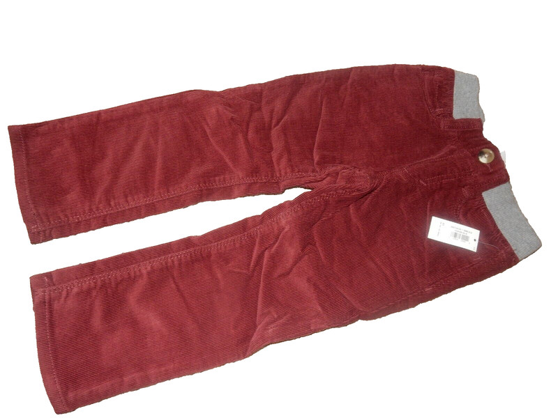 3F NWT 3T Boys OLD NAVY Skinny Maroon Rib Elastic Waist Pull On Corduroy Pants