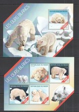 K1113 2014 NIGER POLAR BEARS WILD ANIMALS FAUNA  SHAPE KB BL MNH