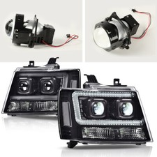 Dual Led Projector Headlights Black Fit For 07-14 Chevy Avalanche Tahoe Suburban