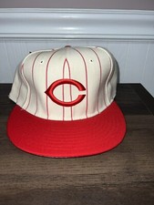 VINTAGE DEADSTOCK CINCINNATI REDS NEW ERA PIN STRIPE PRO MODEL HAT made in USA
