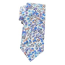 Men's Skinny Tie, Cotton Floral Ties for Men A White Blue Purple Floral