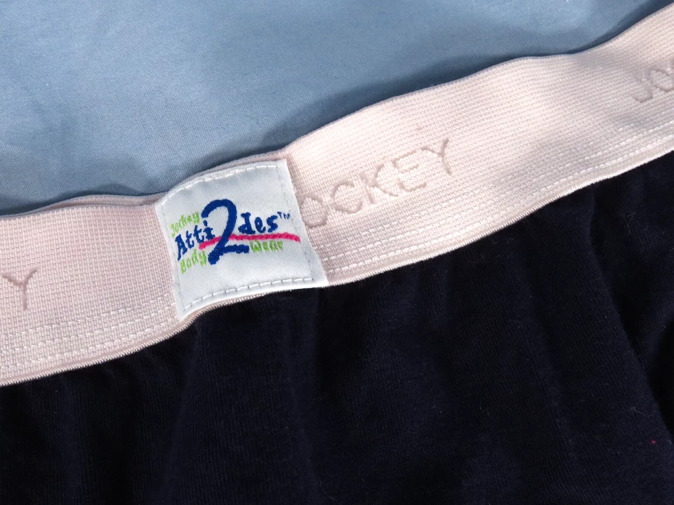 De Colección Jockey Atti2des AZUL MARINO TEJIDO TANGA BRAGAS Blanco Logo Cintura RIO CORTE ALTO 6/7 Foto 2 de 4