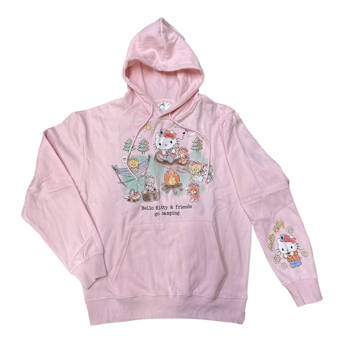 Hello Kitty Friends Go Camping Hoodie Pink Sweatshirt for Fans