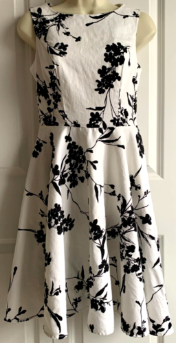Grace Karin Sleeveless Fit & Flare Dress Black/White Floral, Back Zipper~Size M - Picture 1 of 6