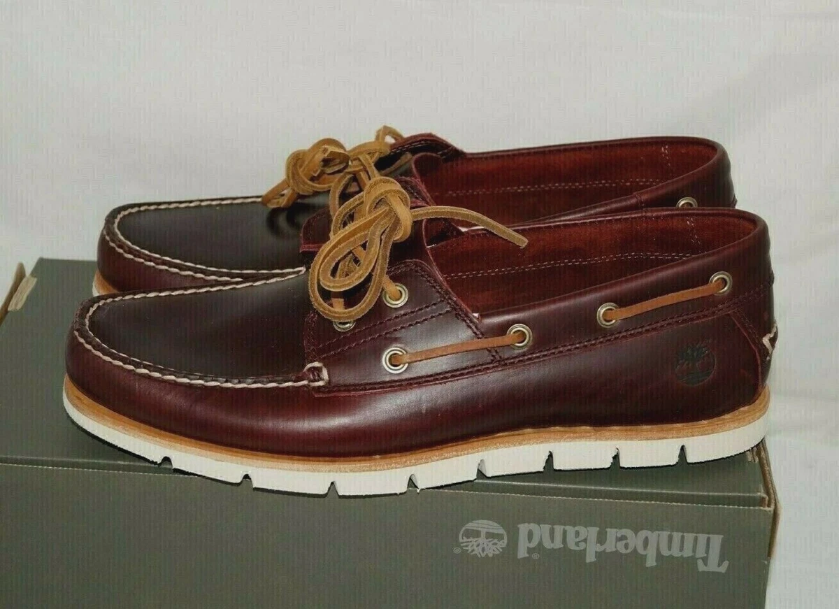 NWOB Authentic TIMBERLAND TIDELANDS 2 EYE Burgundy Leather Loafer Size 11 M
