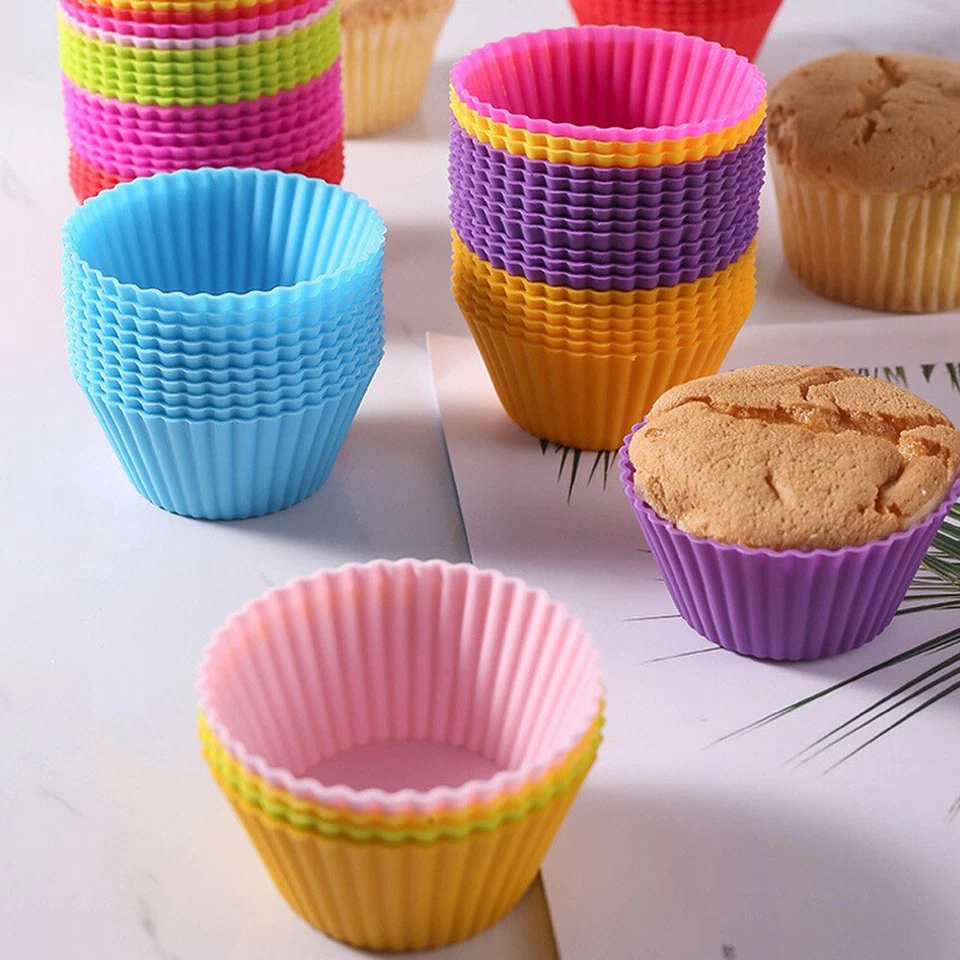 Up to 25x Round Cup Cake Silicone Baking Mould Cupcake Case DIY Bake Mold Muffin - image 3 of 4