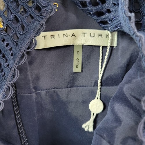 Vestido Vaina Trina Turk Para Mujer 0 Azul Oceano Mezcla Seda Malla Encaje Crochet - Imagen 10 de 13