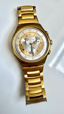 スウォッチ腕時計 シルバー×ゴールド SWATCH GOLDEN CHEST 47mm Chronograph Wrist Watch YOG100G - WORKING