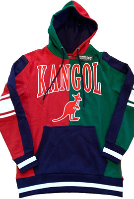 NWT Kangol Primary Color Block 90s Style Embroidered Felt Hoodie Sweatshirt sz M