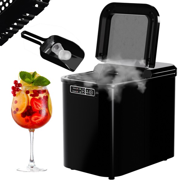 Tronitechnik® EiswüRfelmaschine Ice Maker EiswüRfelbereiter Eis Maschine Schwarz-image