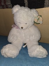 First and Main Teddy Bear White Plush Lovey Toy 1786 Dean 14-15 Inches