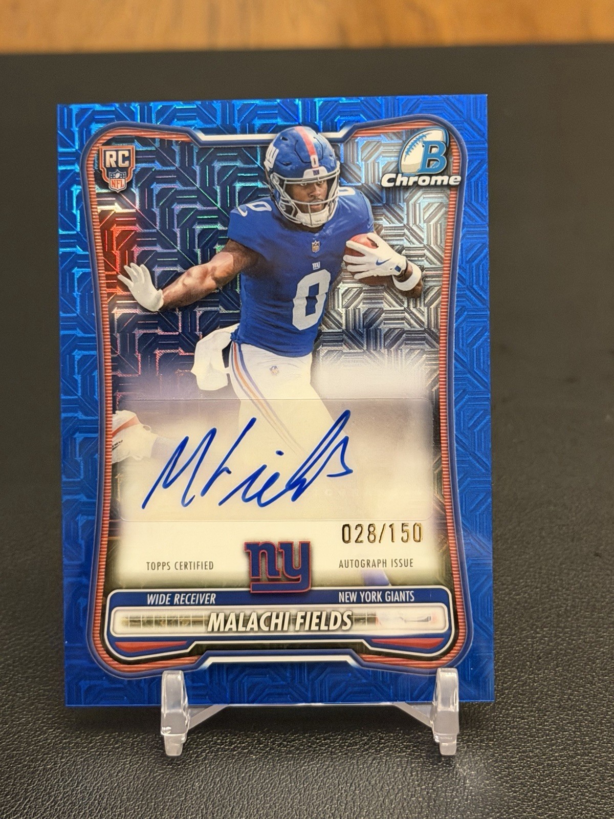 Malachi Fields RC 2026 Bowman Football - Blue Mojo Auto /150 SP - Giants 